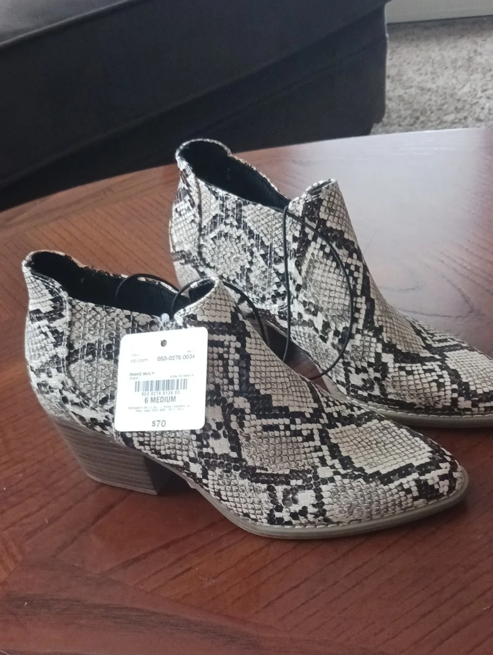 a.n.a Snake-Print Chelsea Ankle Boots in Black & Cream